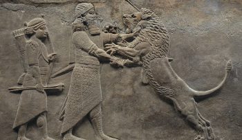 Ashurbanipal killing a wounded lion