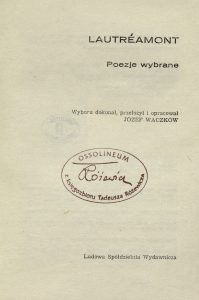 Lautréamont, „Poezje wybrane”, Ludowa Spółdzielnia Wydawnicza, Warszawa 1982