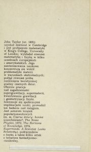 John Taylor, „Nauka i zjawiska nadnaturalne”,  Państwowy Instytut Wydawniczy, Warszawa 1990