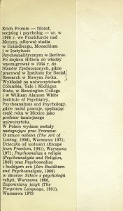 Erich Fromm, „Zapomniany język”, Państwowy Instytut Wydawniczy, Warszawa 1977
