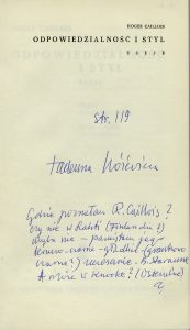 Roger Caillois, „Odpowiedzialność i styl”, Państwowy Instytut Wydawniczy, Warszawa 1967