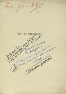 Stefan Napierski, „List do przyjaciela”,  Hoesick, Warszawa 1928