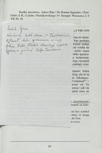 Roman Ingarden, Stanisław Ignacy Witkiewicz, „Korespondencja filozoficzna”,  IFiS PAN, Warszawa 2002