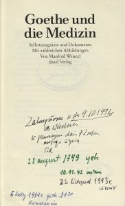 Manfred Wenzel, „Goethe und die Medizin”, Insel Verlag, Frankfurt nad Menem 1992