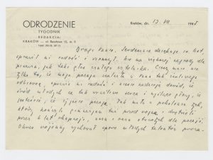 List Juliana Przybosia do Tadeusza Różewicza z lipca 1945