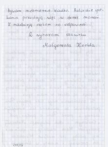 List od Małgorzaty Kierkla z prośbą o autografy, 11 sierpnia 2008
