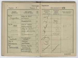 Książeczka legitymacyjna Tadeusza Różewicza, studenta historii sztuki na Wydziale Humanistycznym Uniwersytetu Jagiellońskiego