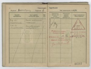 Książeczka legitymacyjna Tadeusza Różewicza, studenta historii sztuki na Wydziale Humanistycznym Uniwersytetu Jagiellońskiego