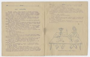 Gazetka szkolna „Miotła”, kopia współczesna, dwutygodnik klasy czwartej męskiego gimnazjum im. Feliksa Fabianiego w Radomsku, 1938. W środku młodzieńcze wiersze Tadeusza Różewicza