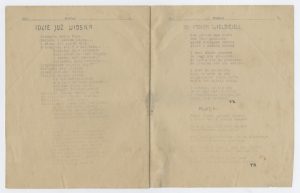 Gazetka szkolna „Miotła”, kopia współczesna, dwutygodnik klasy czwartej męskiego gimnazjum im. Feliksa Fabianiego w Radomsku, 1938. W środku młodzieńcze wiersze Tadeusza Różewicza