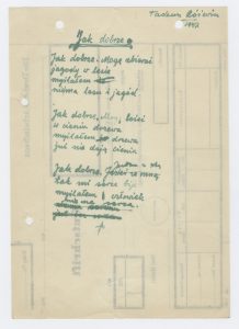 rękopis wiersza Jak dobrze z tomu Niepokój (1947)