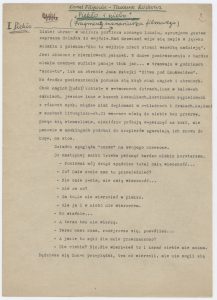 Tadeusz Różewicz, Kornel Filipowicz, scenariusz filmu Piekło i niebo (reż. Stanisław Różewicz, 1966), maszynopis z odręcznymi dopiskami, fragment
