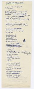Tadeusz Różewicz, rękopis wiersza Przyszli żeby zobaczyć poetę (fragment) z tomu Na powierzchni poematu i w środku (1983)