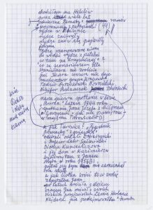 Tadeusz Różewicz, rękopis redakcji wiersza „Patyczek ***[pustoszejący Kraków]” w wersji brudnopisowej